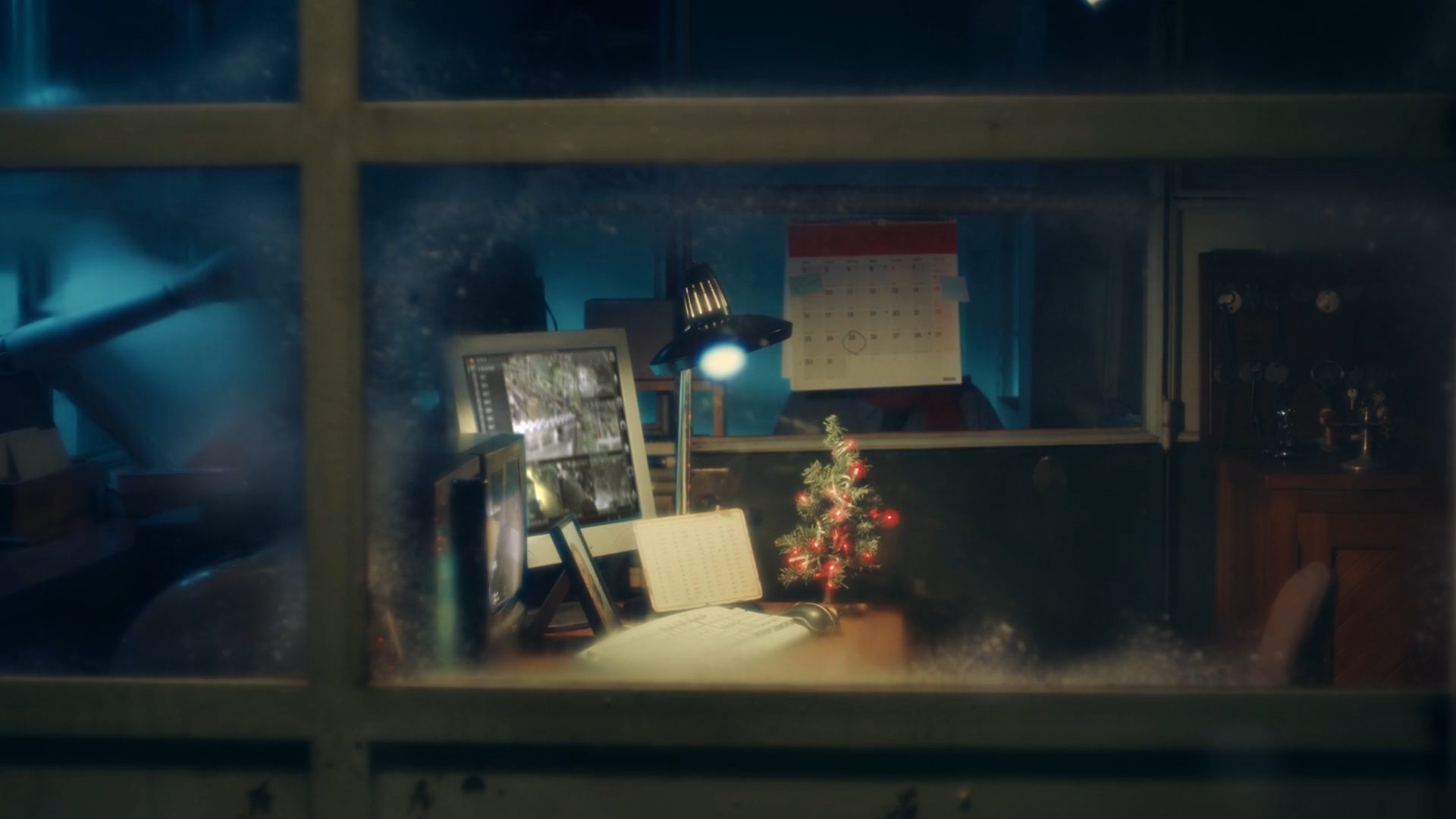 Moonlight through the frosted window